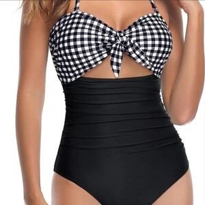 Black and White Gingham Swimsuit
